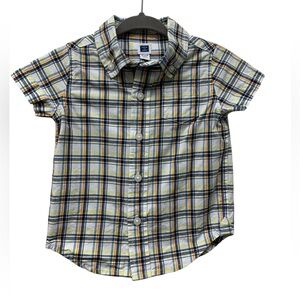 Janie and Jack plaid button down short sleeve shirt, 100% cotton, 12-18 months